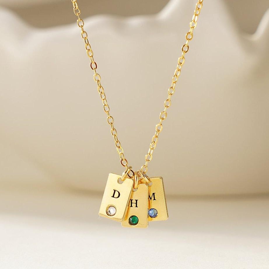 Personalized Birthstone Multiple Initial Necklace