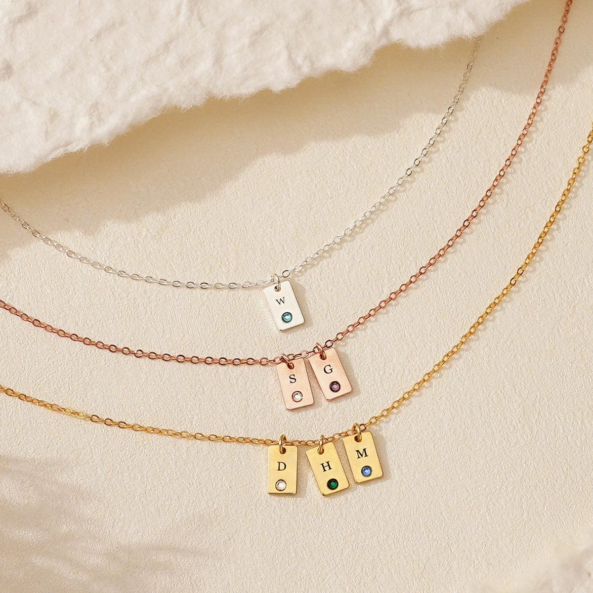 Personalized Birthstone Multiple Initial Necklace