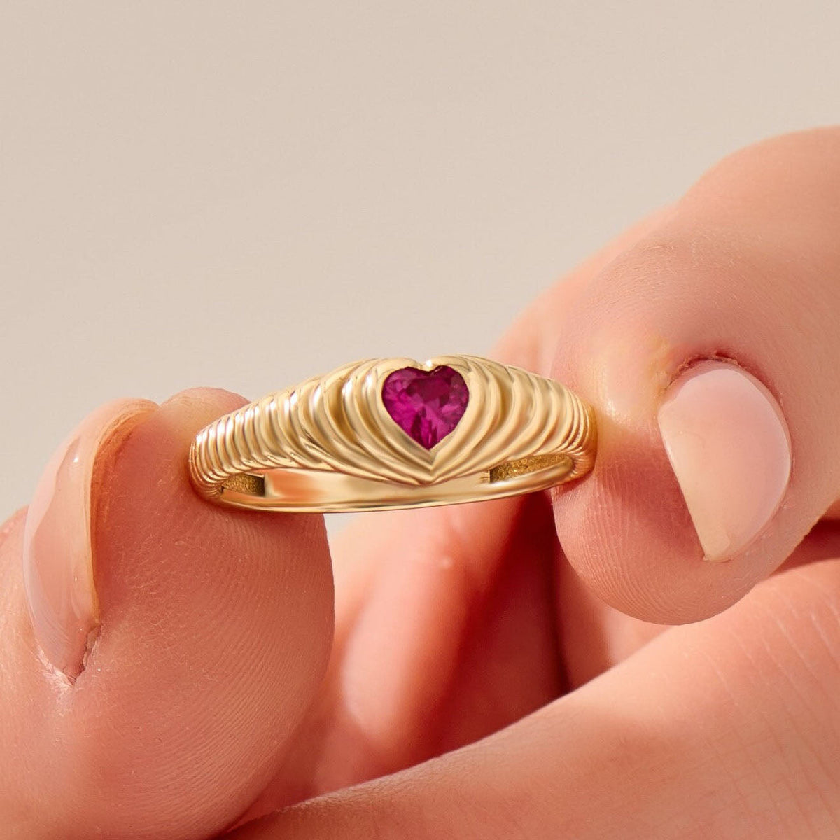 Heart-shaped Personalized Birthstone Ring