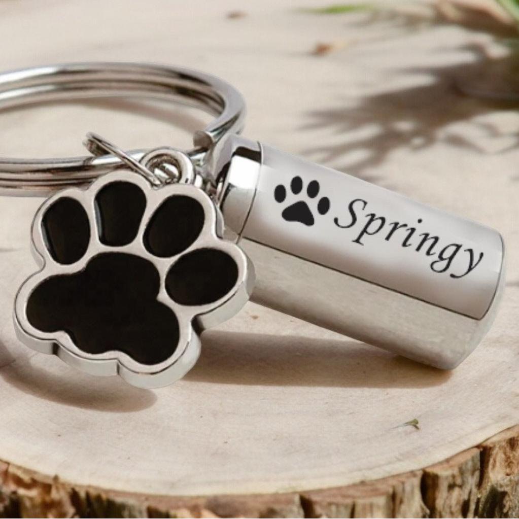 Personalized Pet Memorial Dog Paw Pet Urns Keychain