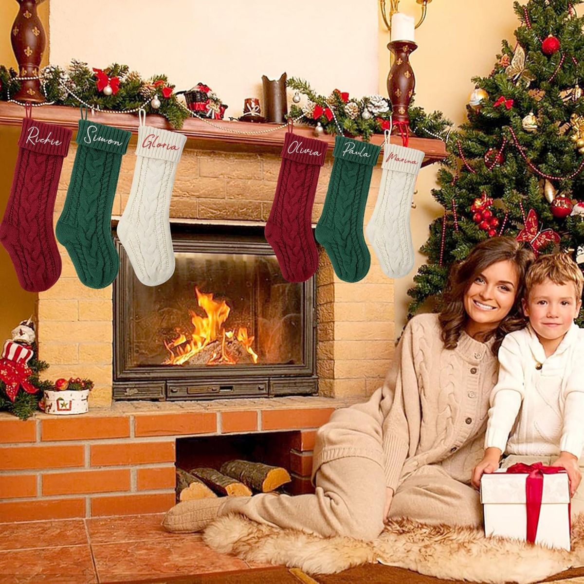 Personalized Embroidered  Knitted Christmas Stockings