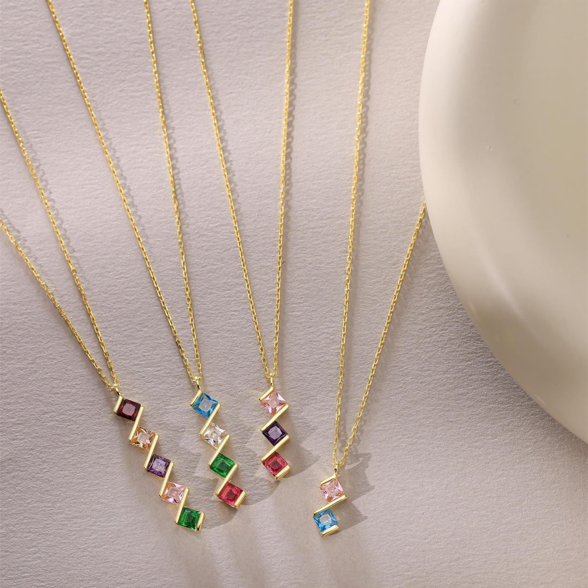 Personalized Multi Family Birthstone Necklace