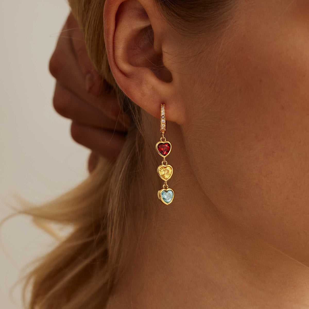 Personalized Heart Birthstone Earrings – Gift for Moms, Grandmas