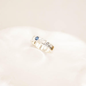 Personalized Pet Name With Birthstone Pet Paw Ring Memorial Gift For Dog Mom