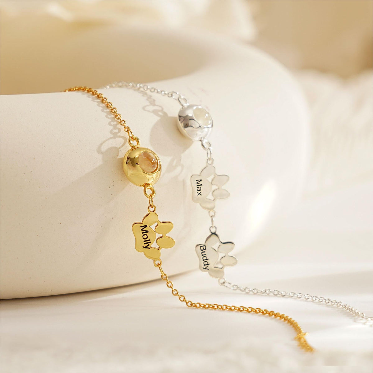 Personalized Pet Name Bracelet with Photo,Projection Bracelet for Pet Lover Gift