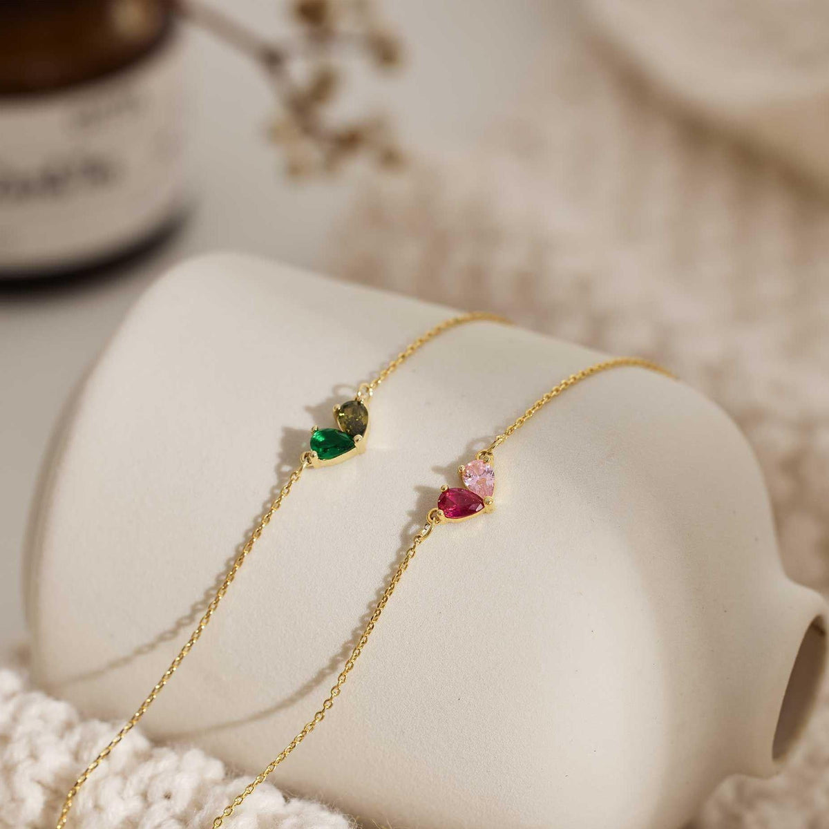 Personalized Custom Heart Birthstone Bracelet