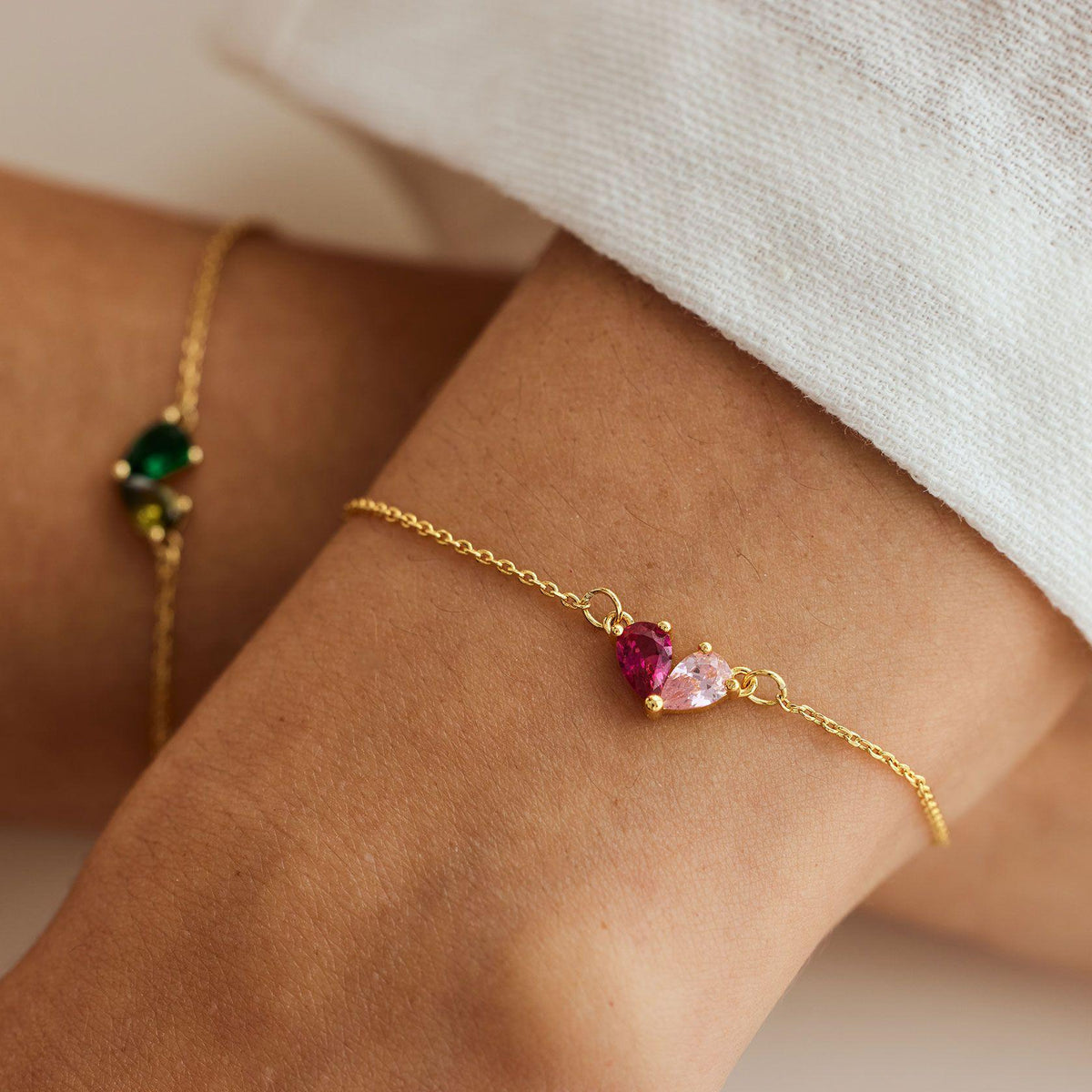 Personalized Custom Heart Birthstone Bracelet