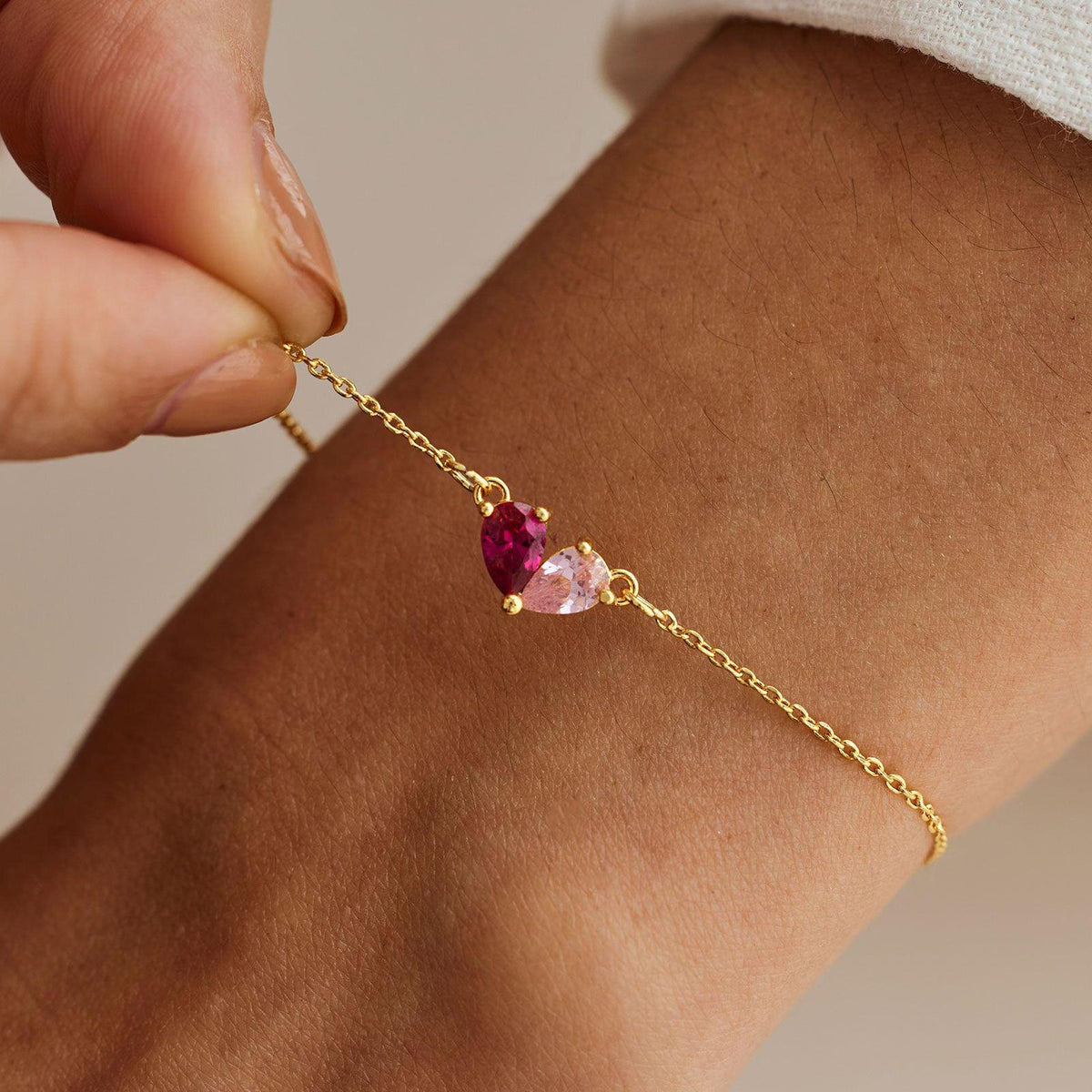 Personalized Custom Heart Birthstone Bracelet