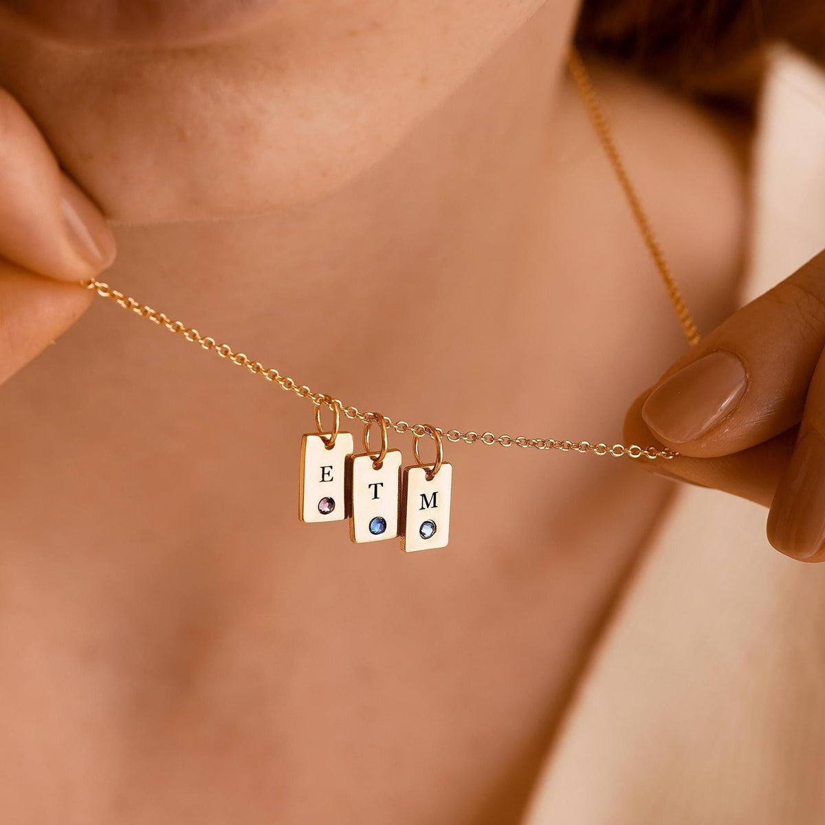 Personalized Birthstone Multiple Initial Necklace