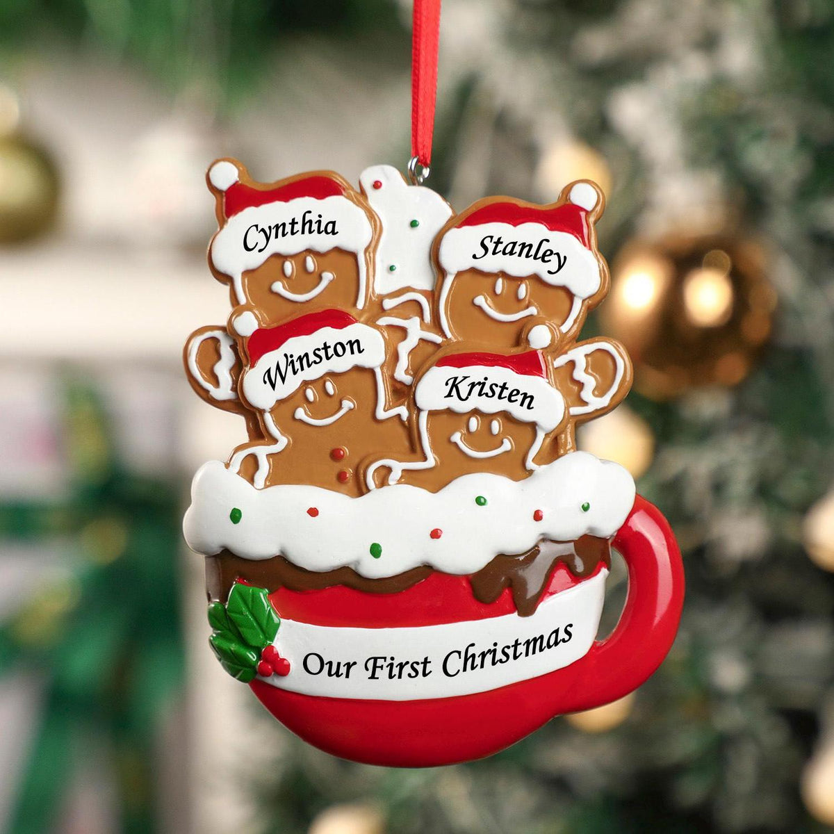 Personalized Christmas Gingerbread Family Ornament