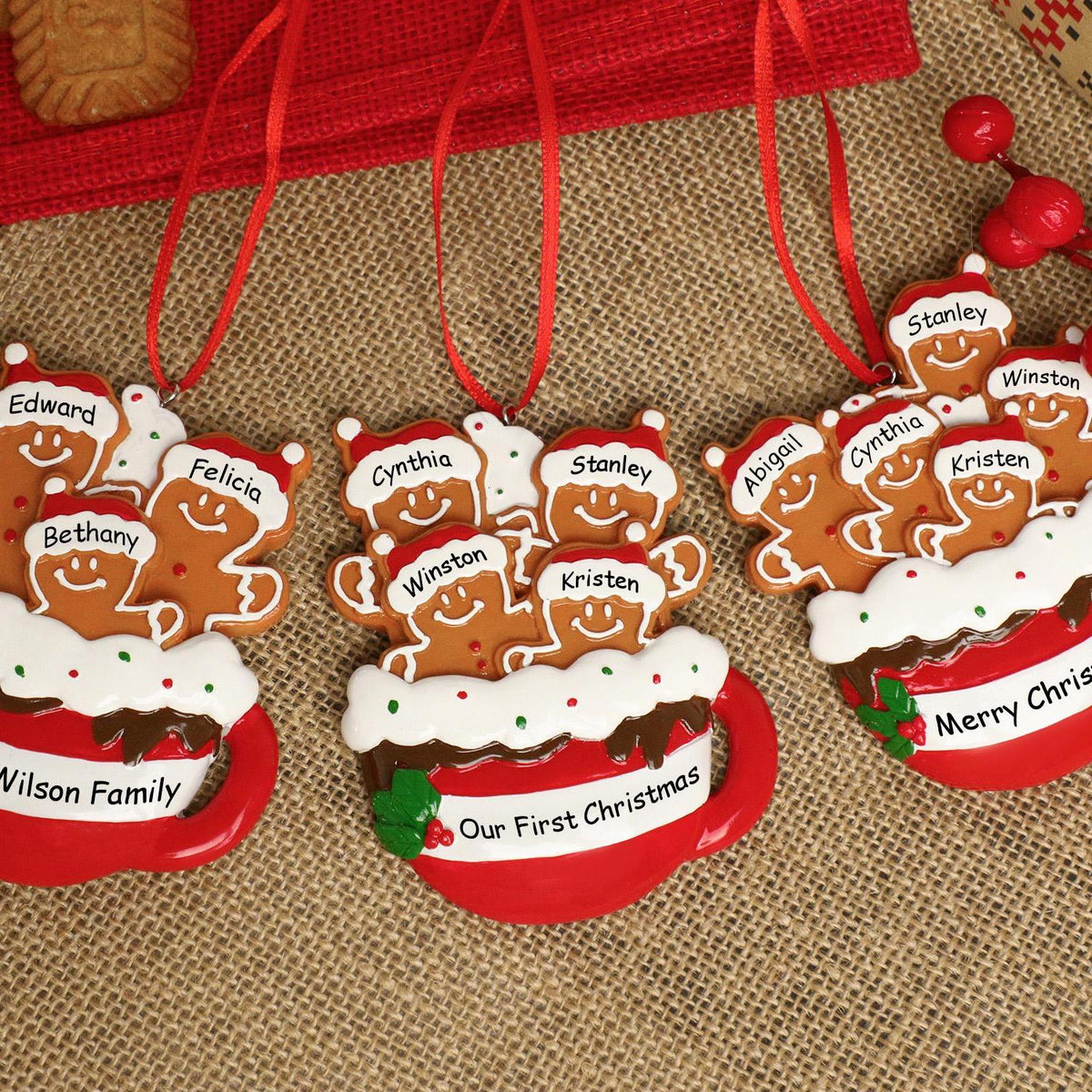 Personalized Christmas Gingerbread Family Ornament