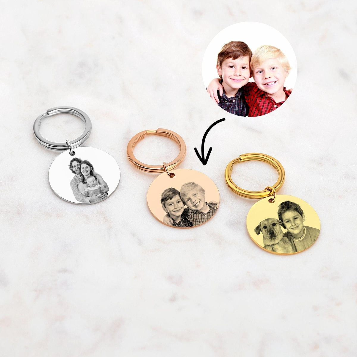 Personalized Keychain With Photo Engraving Photo Pendant