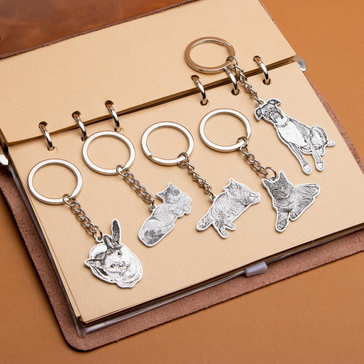 Personalized Engraved Pet Portrait KeyChain Memorial Gift