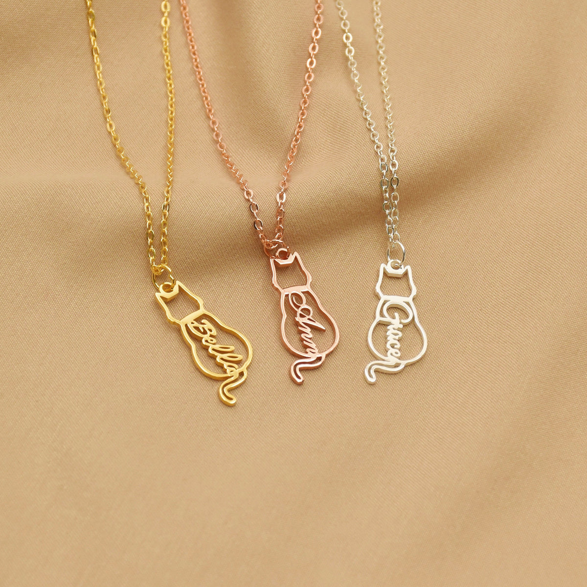 Personalized Cat Name Necklace Gifts For Cat Lovers