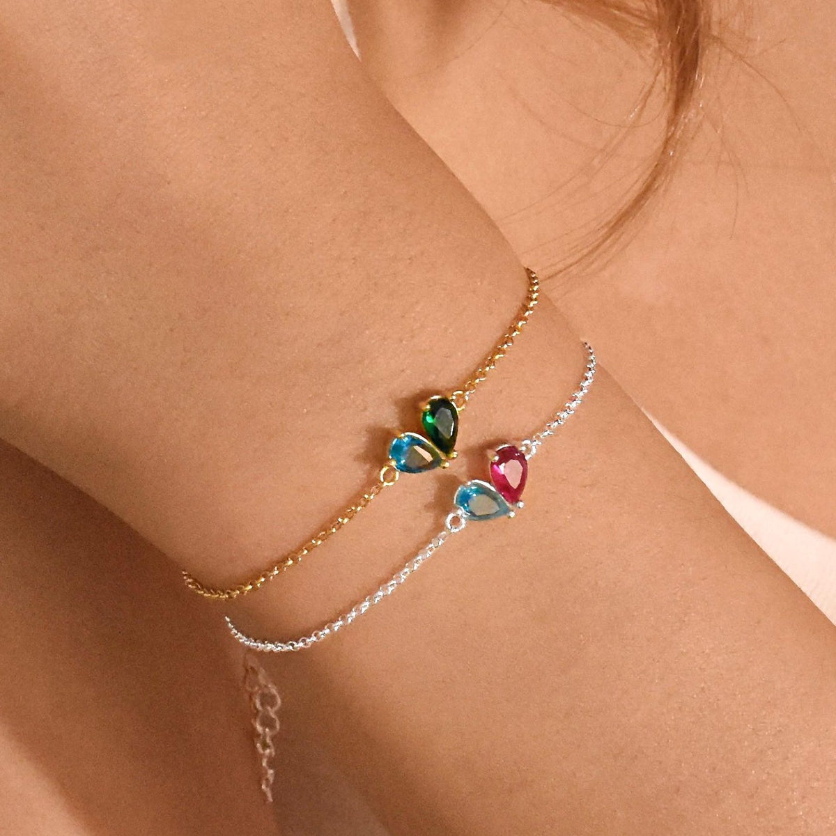 Personalized Custom Heart Birthstone Bracelet