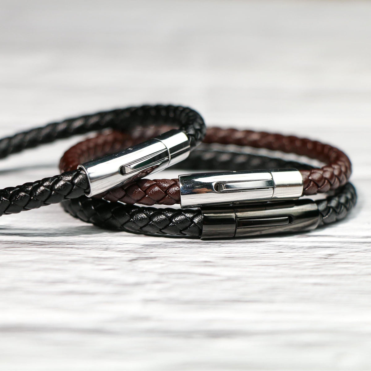 Personalized Memorial Buckle Leather Bracelet