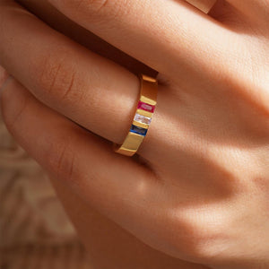 Personalized 1-8 Birthstones Mother Grandmas Family Ring