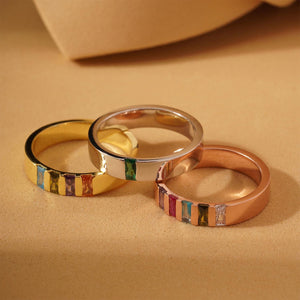 Personalized 1-8 Birthstones Mother Grandmas Family Ring