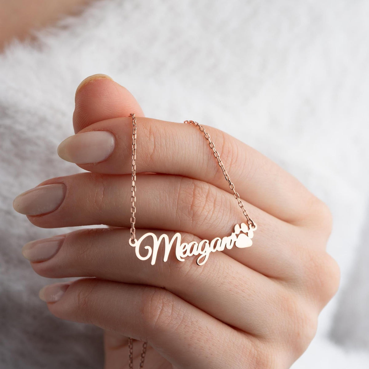 Personalized Pet Name with Paw Memorial Necklace