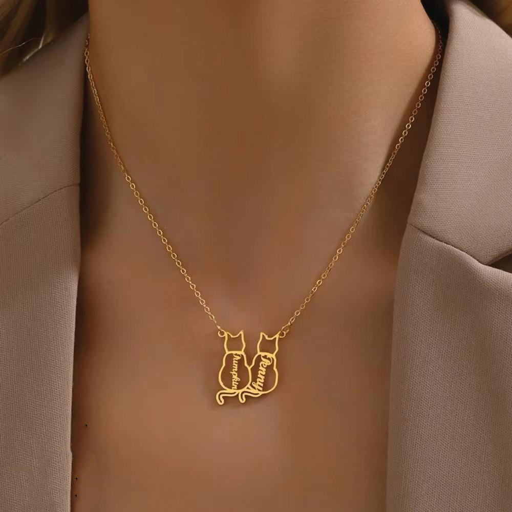 Personalized Cat Name Necklace Gifts For Cat Lovers