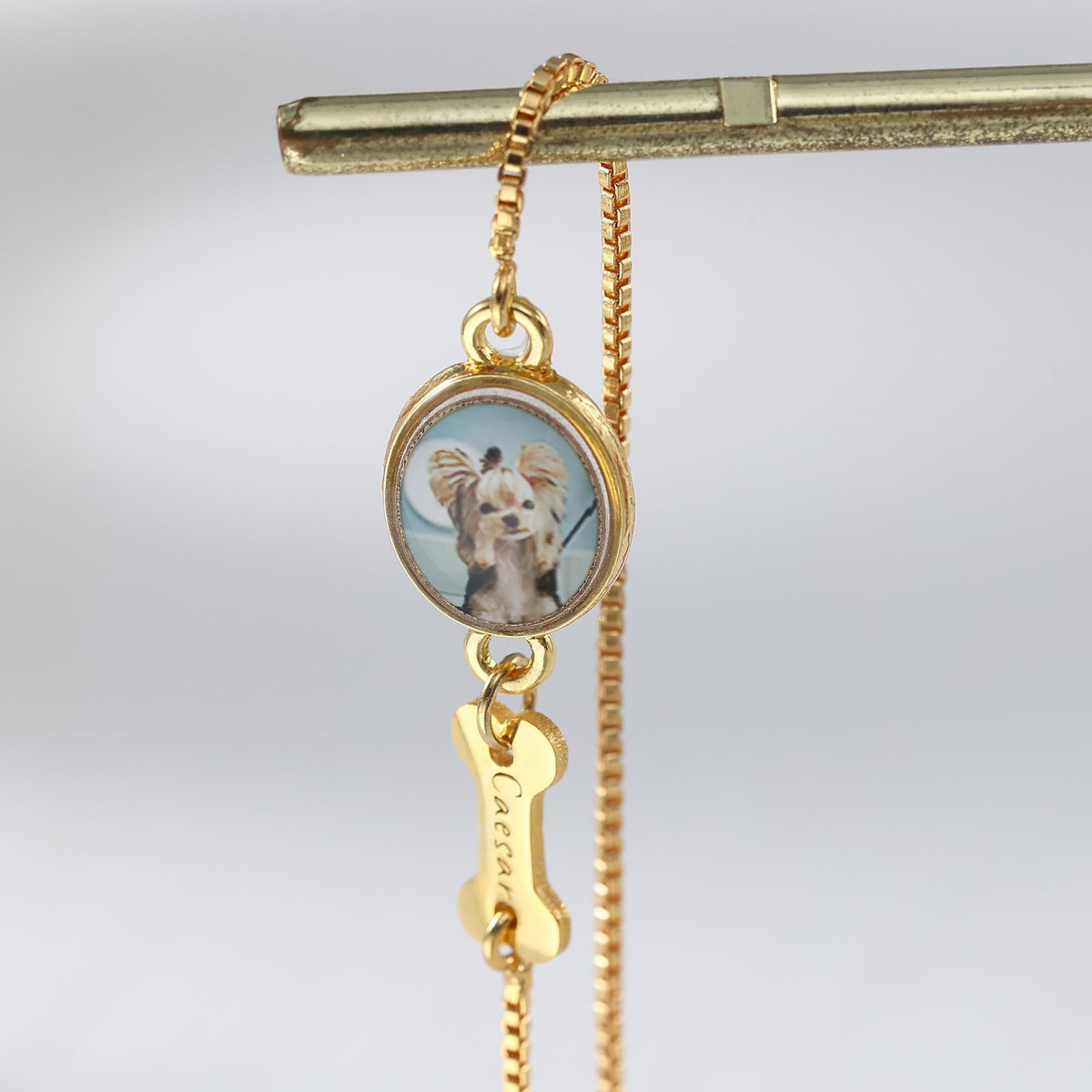 Personalized Dog Photo Bracelet, Custom Name Engraving & Pet Memorial Charm Jewelry