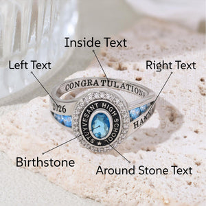 Custom Senior High School Graduation Class Ring Class of 2026 Ring, Personalized Engraved Birthstone College Ring, Graduation Keepsake Gift