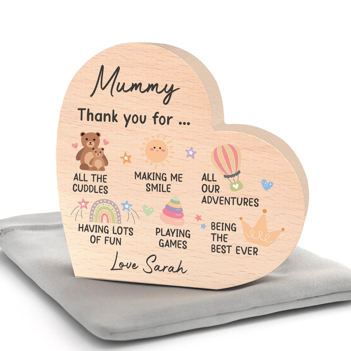 Mummy Gifts From Baby Son Daughter; Personalized Wood Heart Plaque