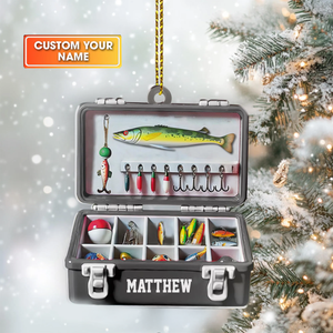 Personalized Fishing Tackle Box Acrylic Ornaments Presents For Fishermen