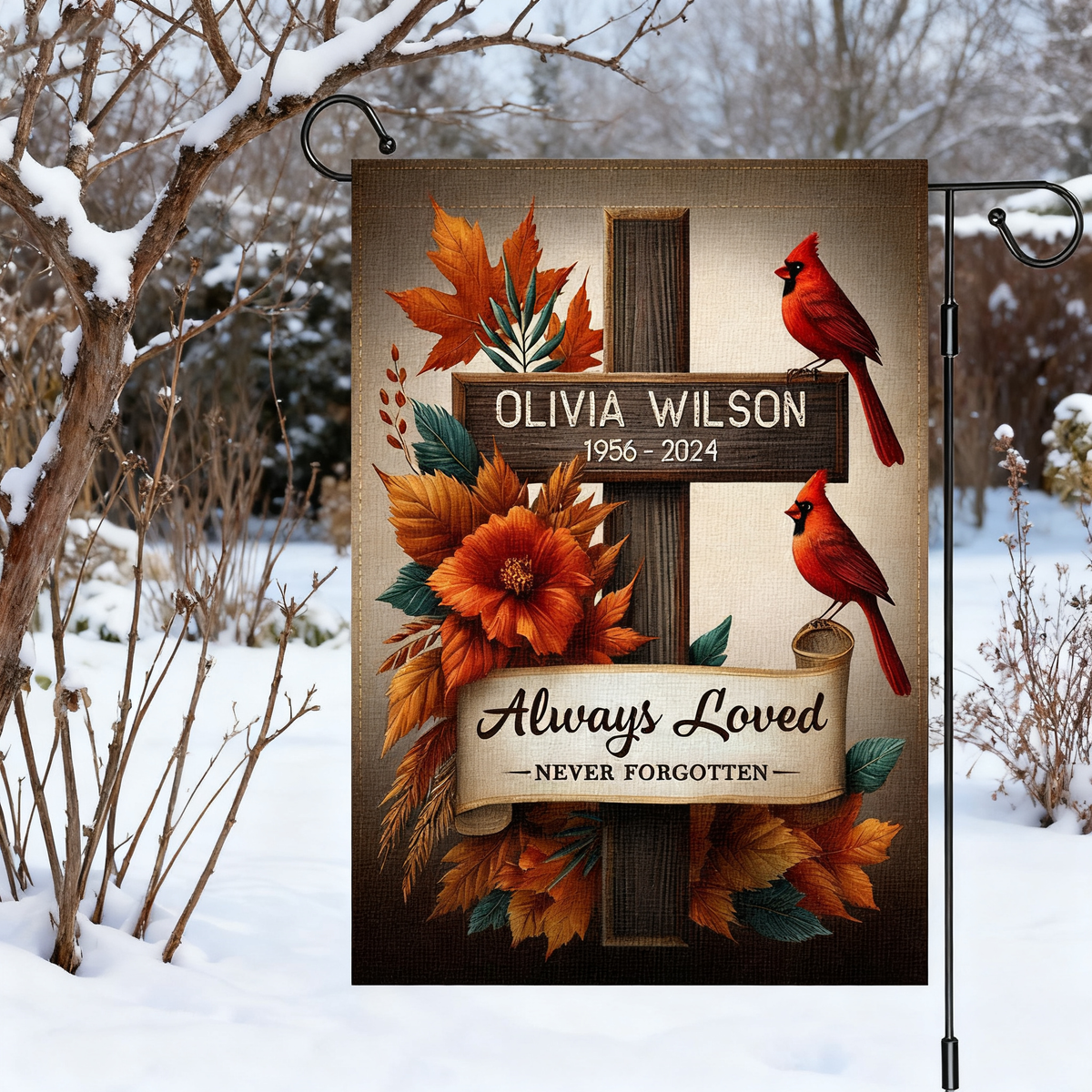 Cardinals Memorial Gifts Always Loved Never Forgotten Personalized Garden Flag