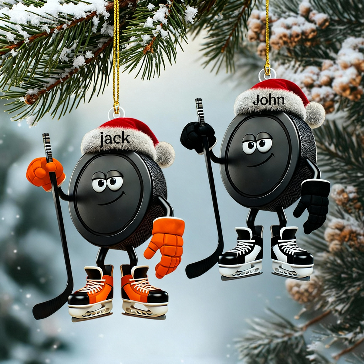 Personalized Name Ice Hockey Ornament Christmas Gift