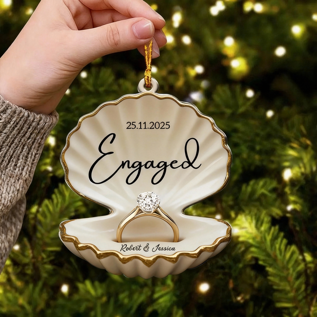Engaged, Couple Christmas Home Decor, Christmas Ornament, Personalized Ornament