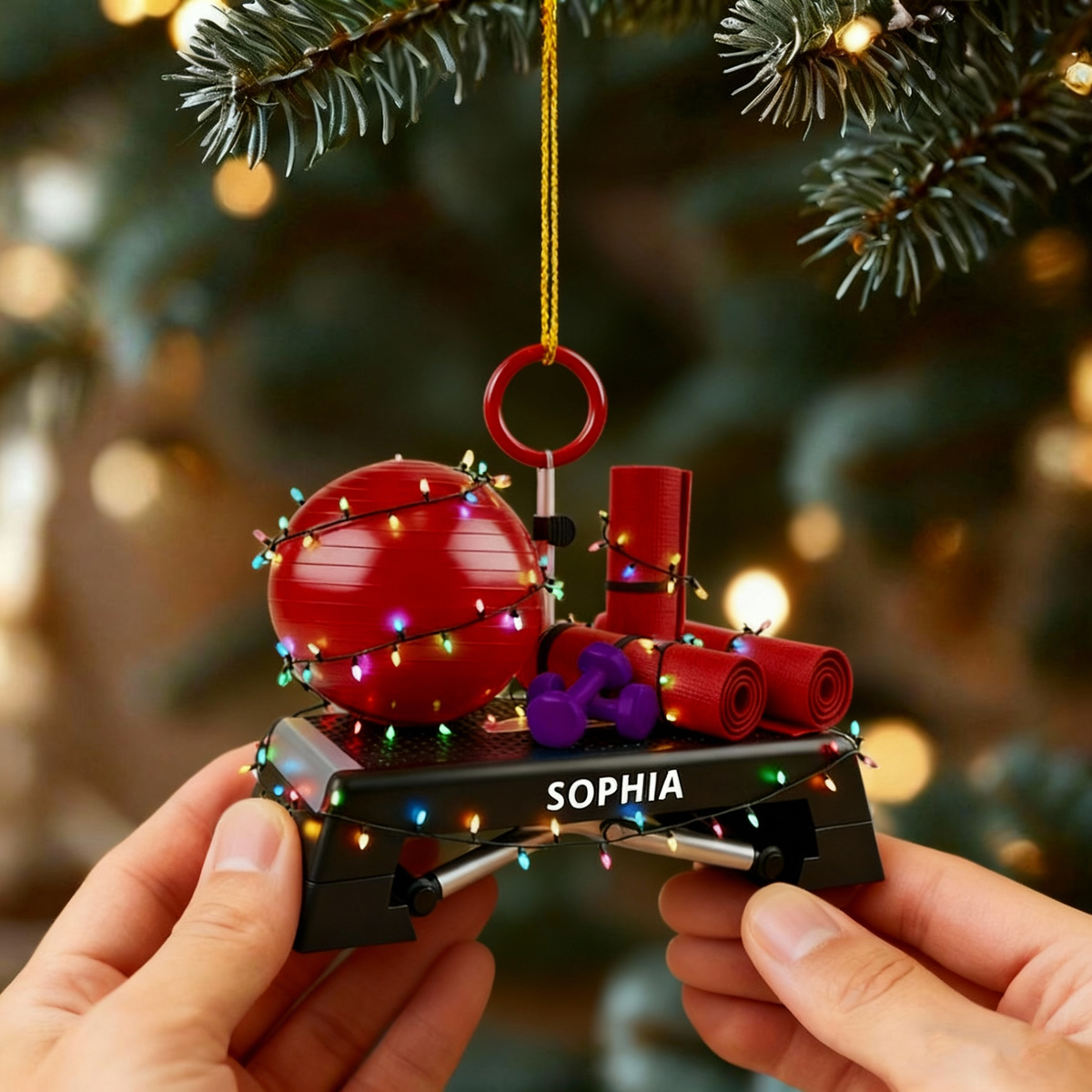 Personalized Fitness Ornament Yoga and Workout Gift for Exercise Lover