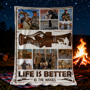 Personalized Hunting Photo Collage Blanket,Hunting Memories Gift For Hunters
