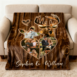 Personalized Couple Deer Hunting Memories Collage Blanket Deer Hunting Gifts For Couple