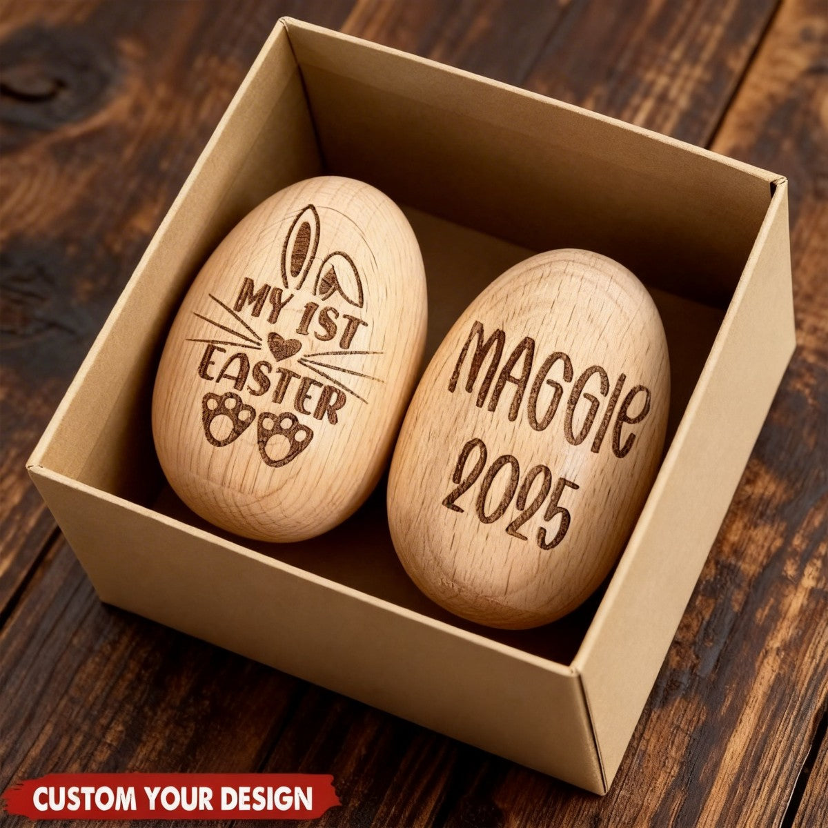 Personalized Wooden Egg Shaker | Engraved Baby Egg| Easter Basket Filler | My 1st Easter