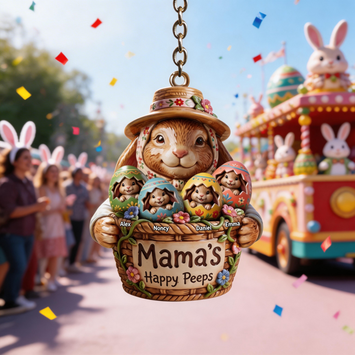 Easter Eggs Keychain - Personalized Gifts For Mom,Grandma Keychain