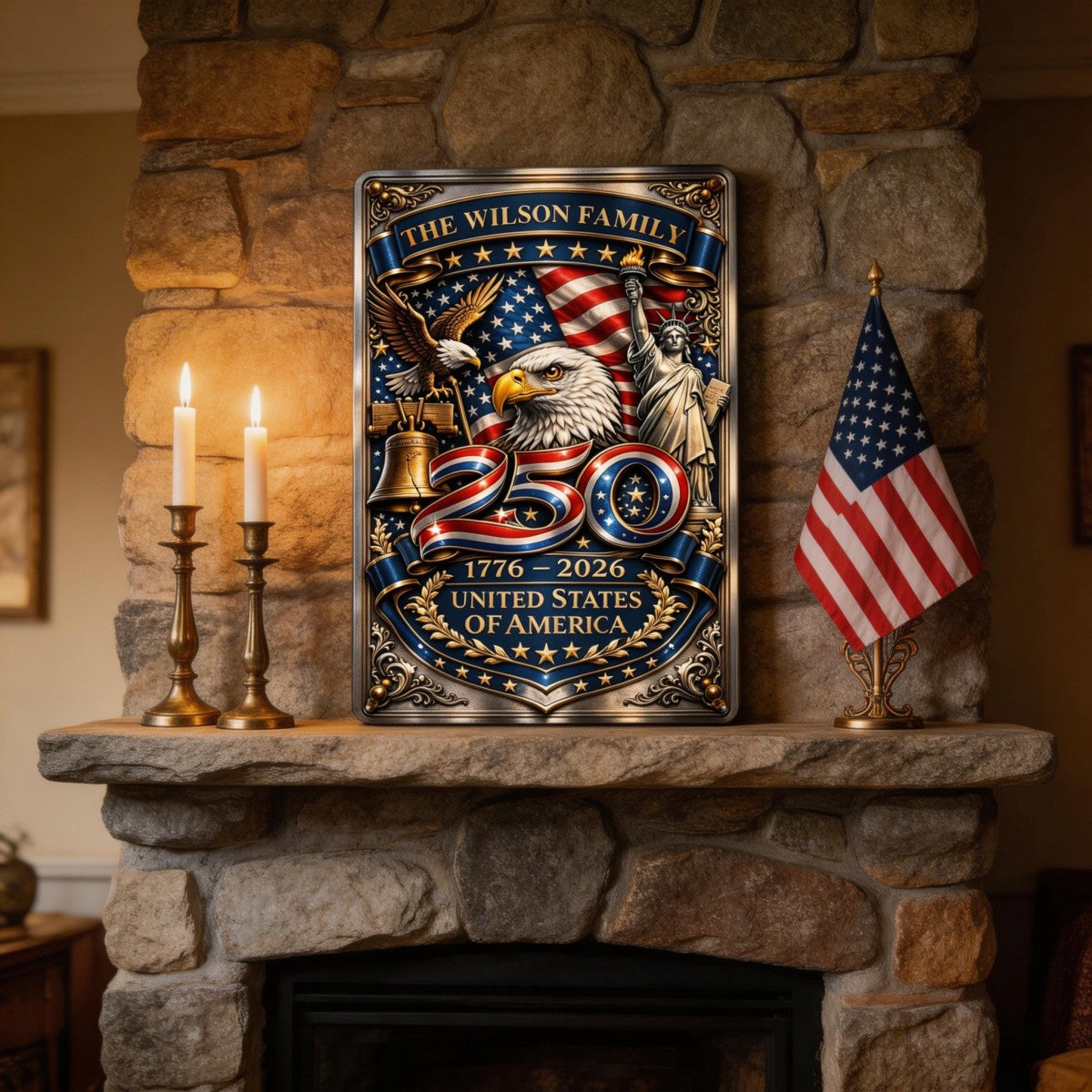 250 Anniversary - Personalized Metal Sign, Custom Home Decor Metal Sign