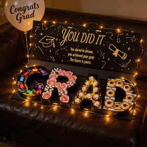 DIY Graduation Gift Box 2026, GRAD Letter Shaped Fillable Cardboard Box for High School or College Grads