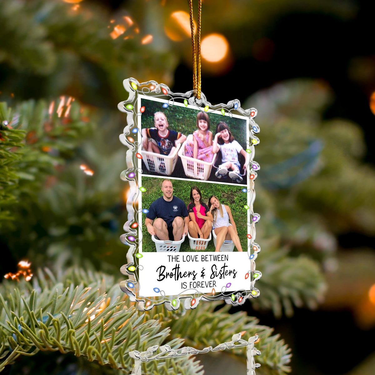 Childhood Photo Upload - Funny Moment For Family, Siblings - Personalized Acrylic Ornament
