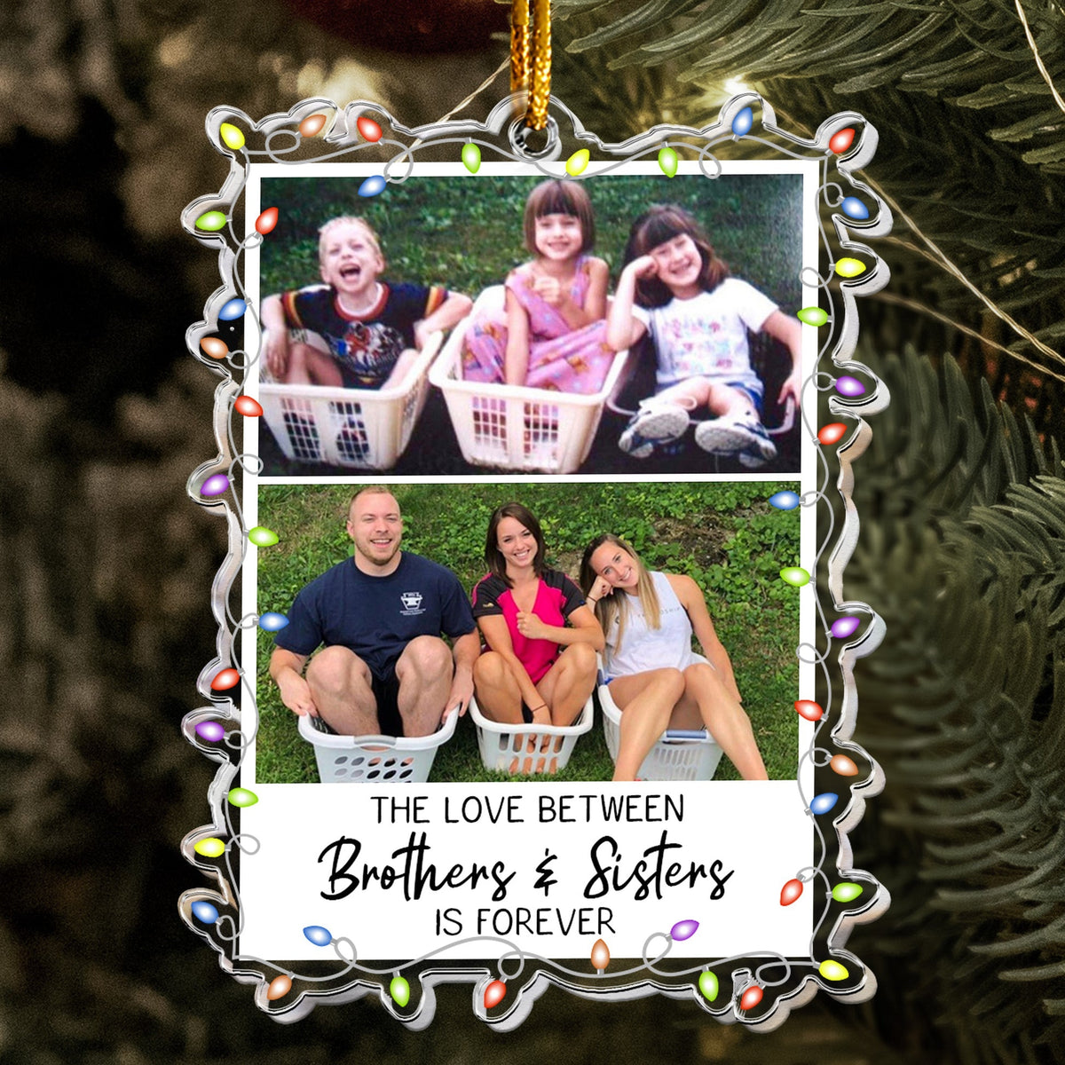 Childhood Photo Upload - Funny Moment For Family, Siblings - Personalized Acrylic Ornament