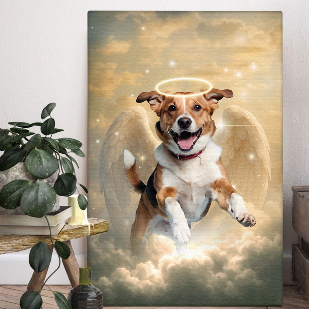 Pet Loss With Halo & Wings Heavenly - Personalized Customized Canvas Poster - Memorial Gift For Pet Lovers