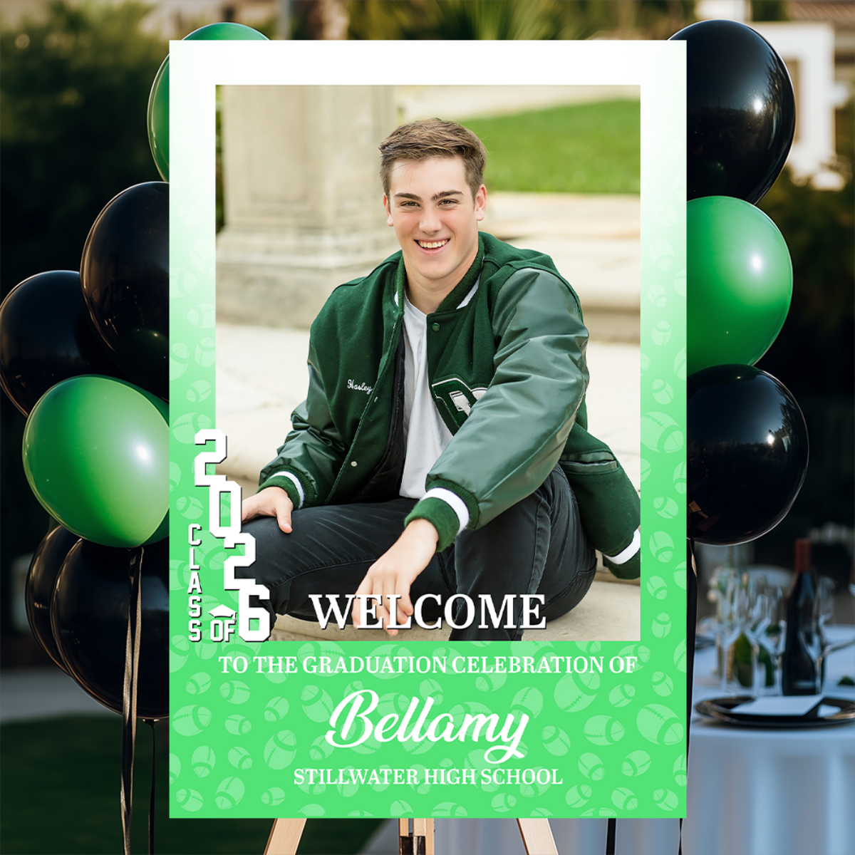 Custom Photo Graduation Welcome Sign - Personalized Sport Welcome Sign - Class Of 2026