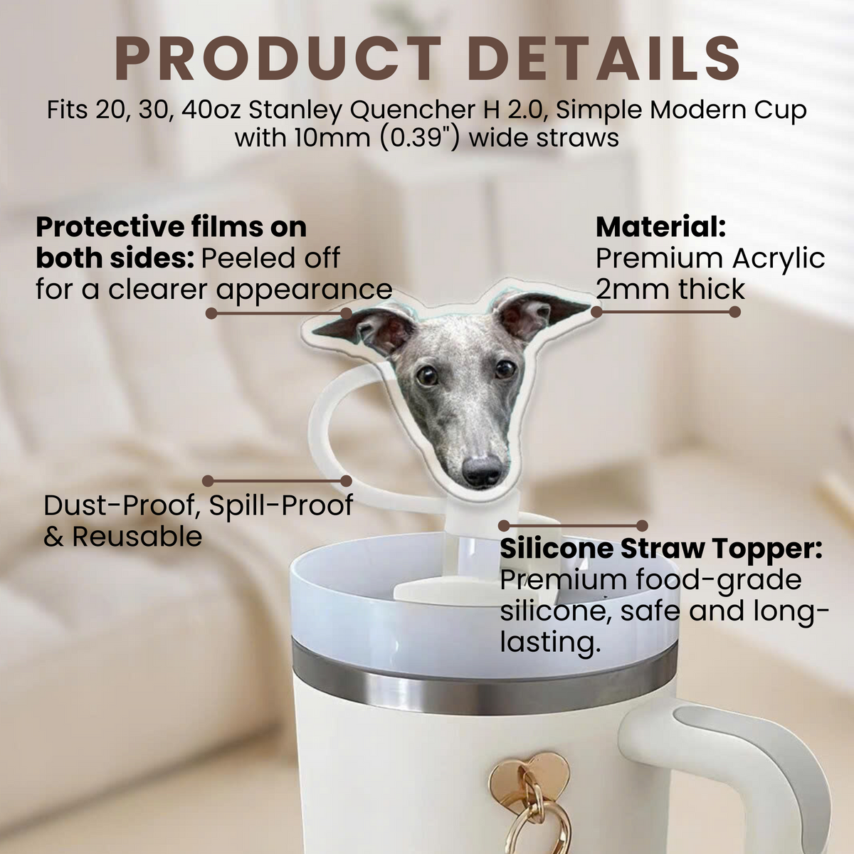 Personalized Custom Pet Photo Tumbler Straw Cover Gift For Pet Lovers