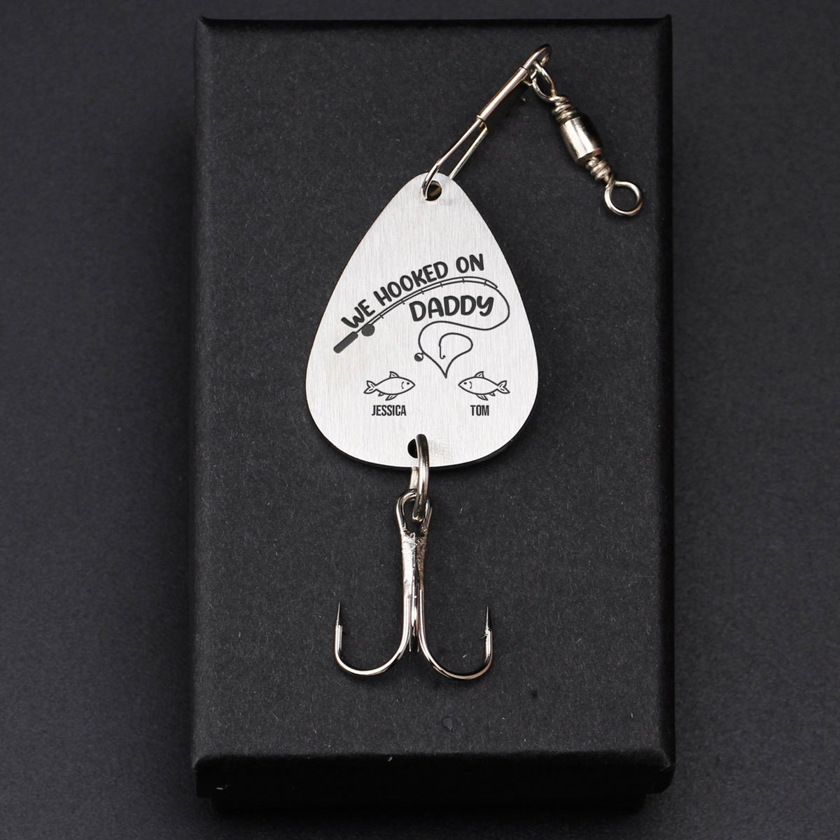 Hooked On Daddy/ Dad/ Papa - Family Personalized Custom Engraved Fishing Lure