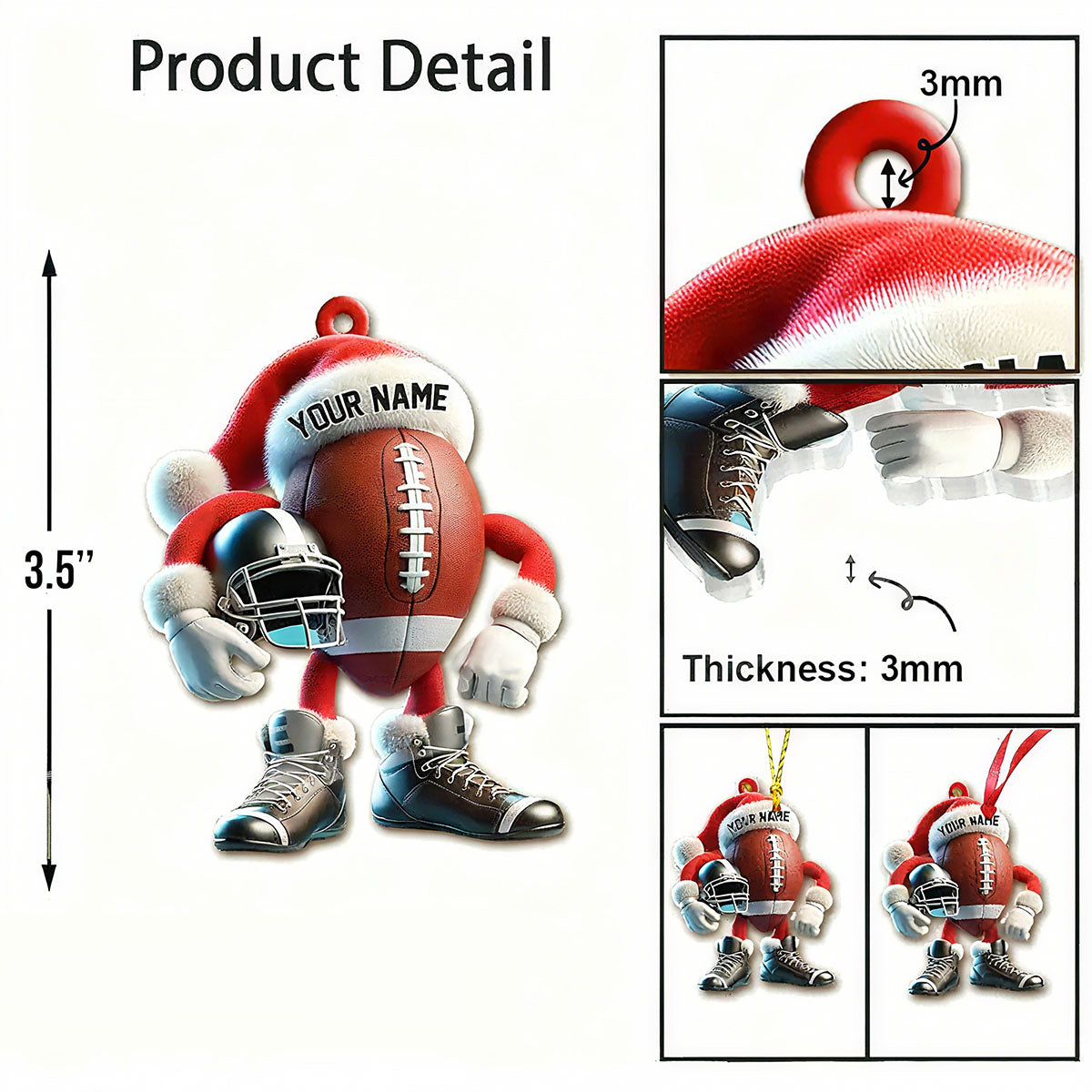 Custom Name Rugby Personalized Acrylic Ornament Rugby Lover Christmas Gift