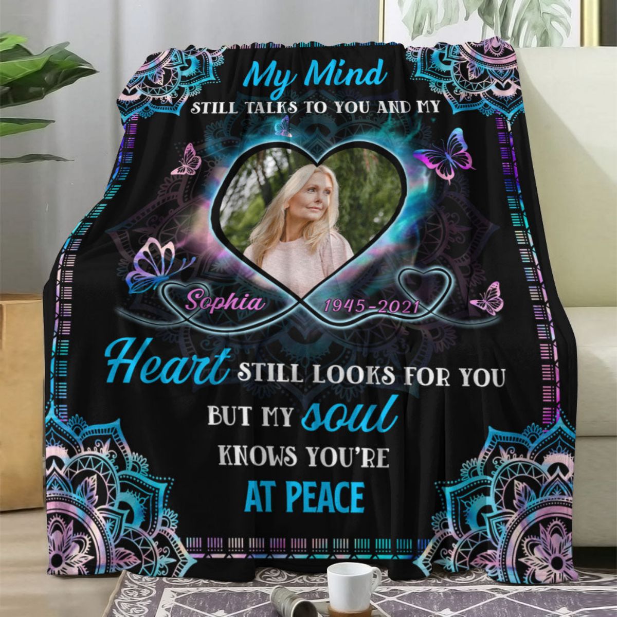Mandala A Hug From Heaven - Memorial Personalized Custom Blanket - Sympathy Gift
