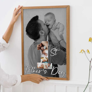 Custom Photo 1st Father's Day - Personalized Poster/Canvas Prints - New Dad Gift From Wife, First Father's Day
