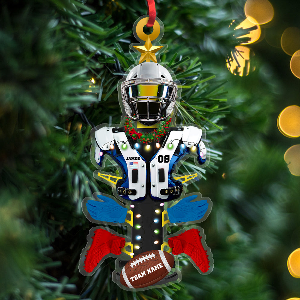 Personalized Football Equipment Rack Ornament, For Football Lovers Christmas Gift