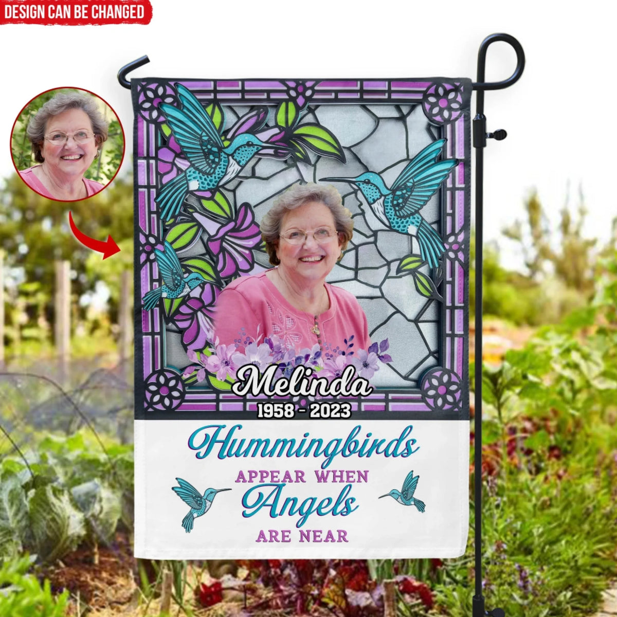 Hummingbirds Appear When Angels Are Near - Personalized Garden Flag, Memorial Gift