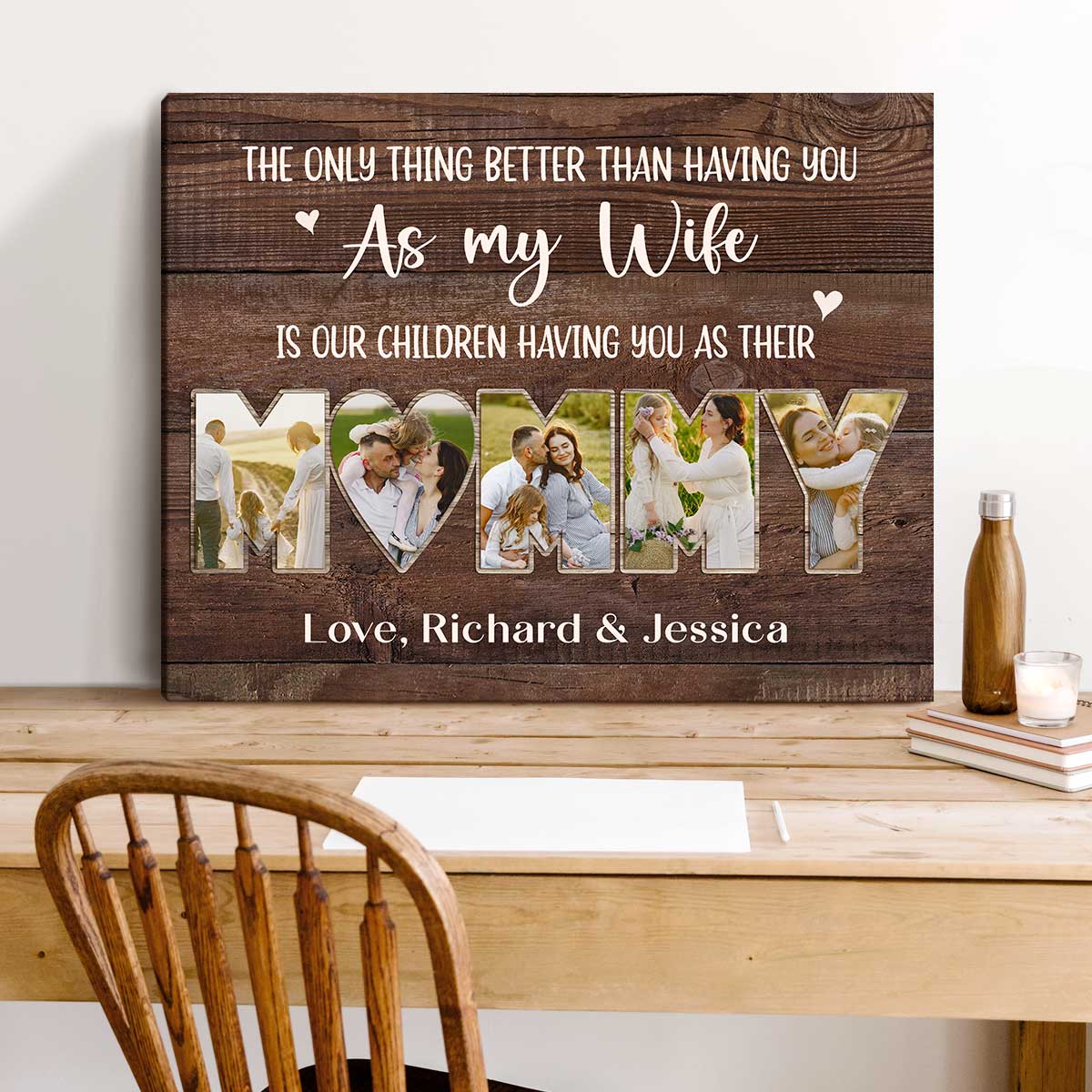 Mommy Photo Collage Canvas Poster,Personalized Mother’s Day Gift For Wife